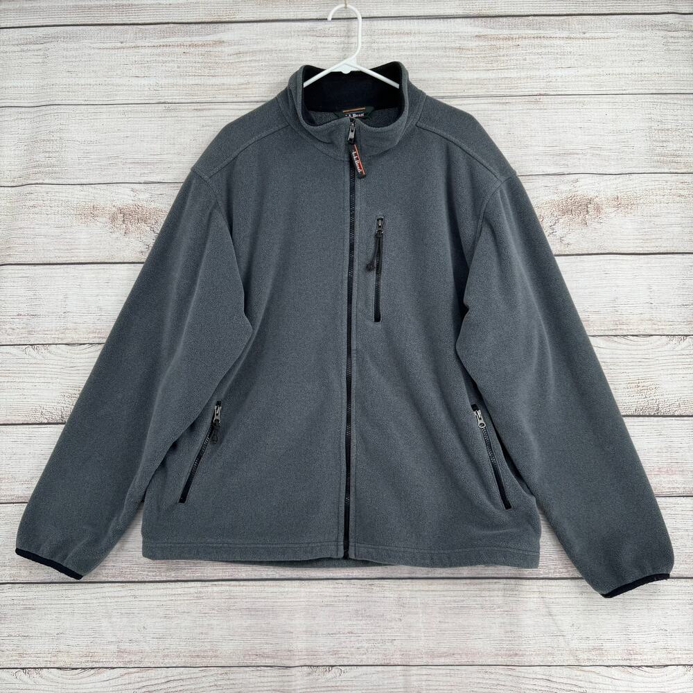 L.L.‎ Bean Full Zip Heavyweight Fleece jacket Mens 2XL Gray 3 Pocket